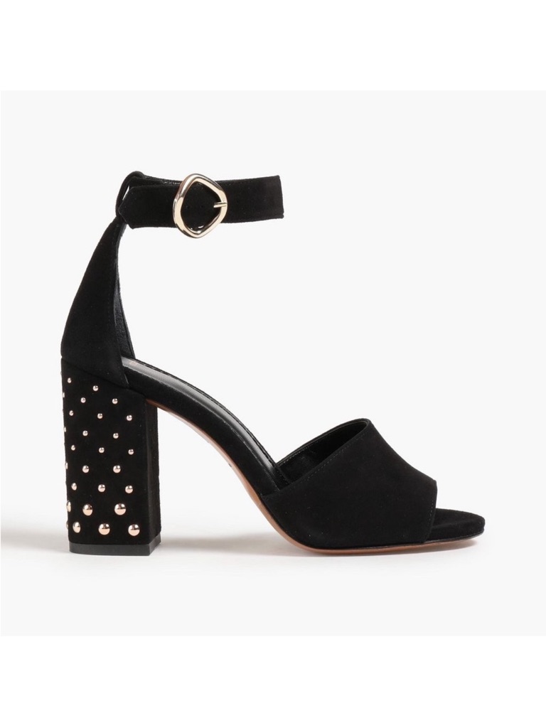 New! Maje Paris Studded Embellished Block Square Heel Suede Sandals